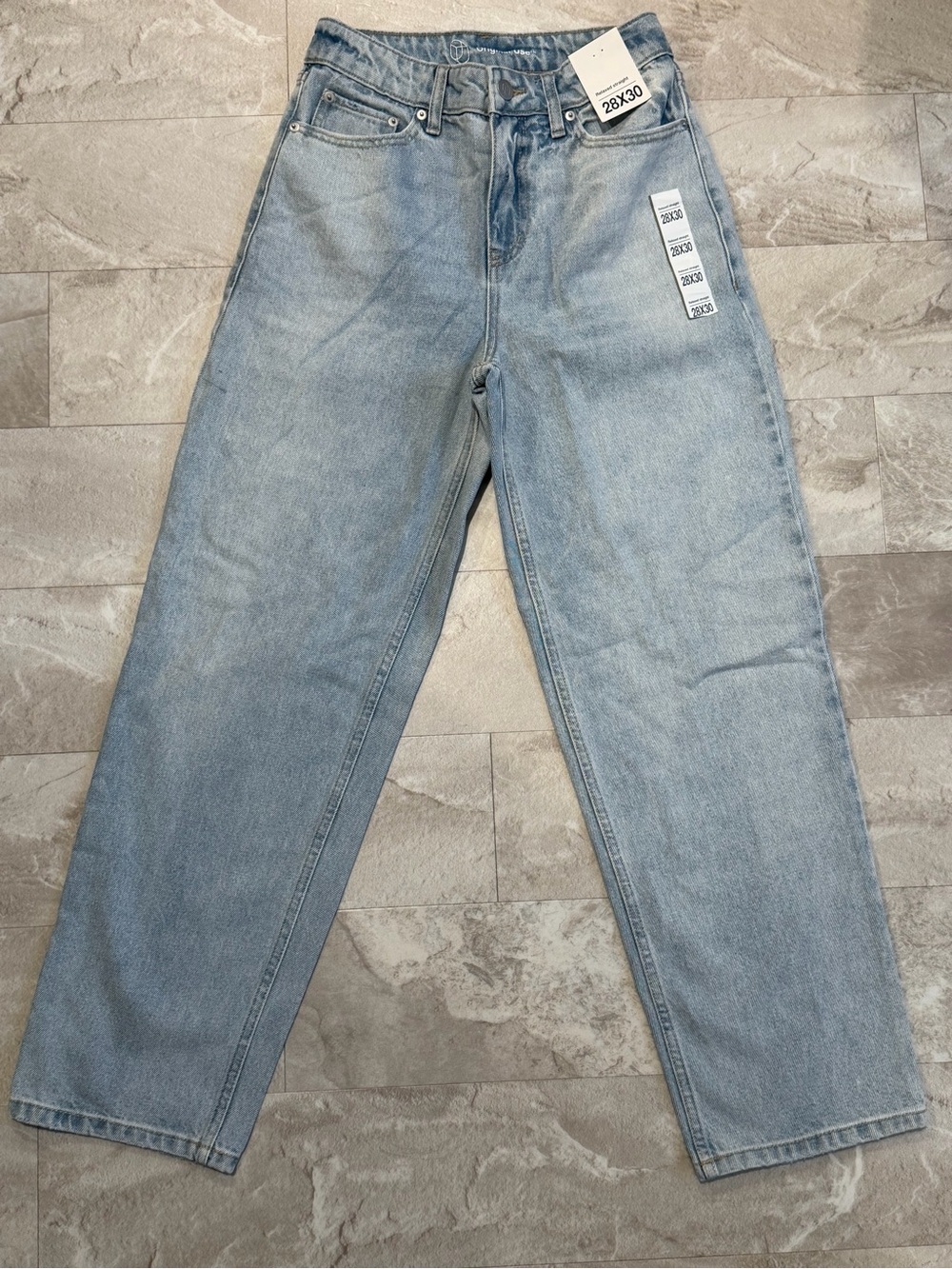 ORIGINAL USE Relaxed Straight LIGHT WASH Blue Denim Jeans Cotton 30” length